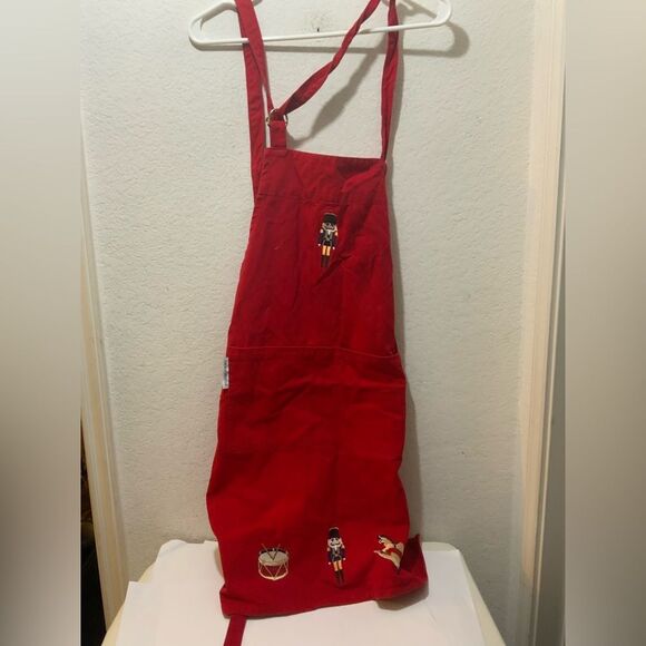 Williams Sonoma Apron Adult Red Cotton Canvas Two Pockets Adjustable Tie Classic - Picture 1 of 9